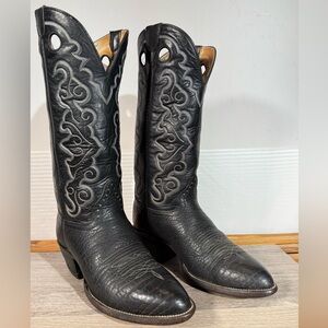 Vintage HONDO Men’s Cowboy Boots Size 8 D Buckaroo Bullhide Western Boots Black